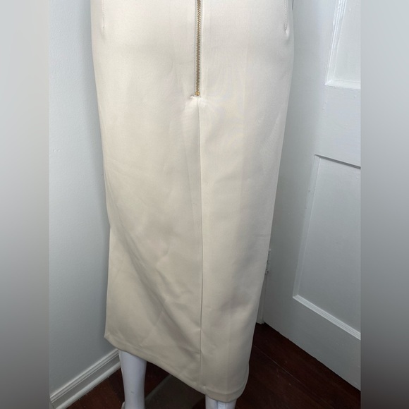 Donna Karan NWT Cream Halter Sheath Midi Cross back Dress - Picture 9 of 10